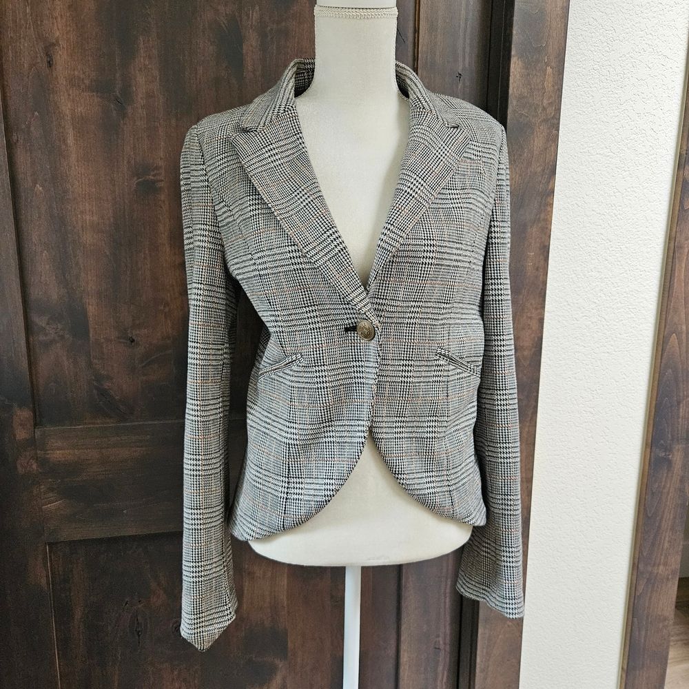 Amanda & Chelsea Black and White Plaid Blazer